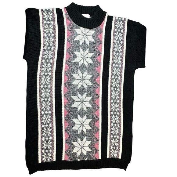 NAN DORSEY Vintage Snowflake Star Design Long Sweater Size Large - Picture 7 of 13